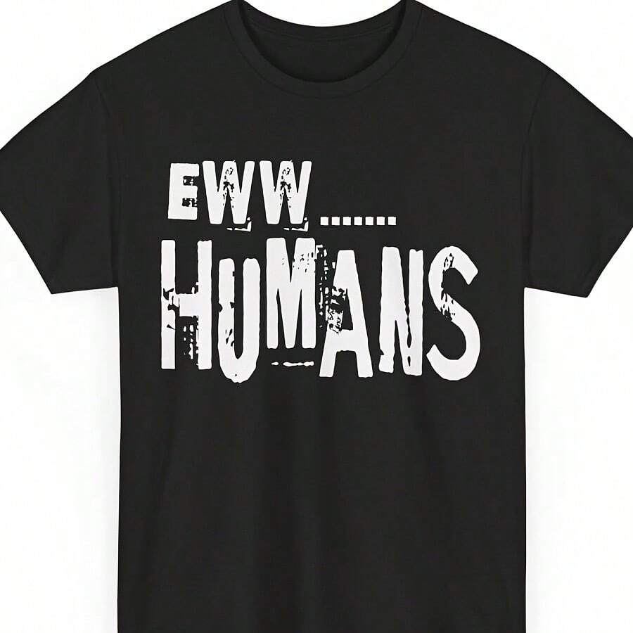 Eww Humans Funny Introvert T Shirts Introvert Quote T-Shirt For Men Women Teens - 黑色 - 查看 1