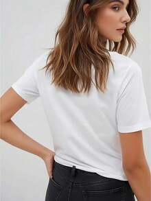 Women's Casual Short-Sleeved T-Shirt For Lounging At Home, Lightweight And Breathable Fabric, Bicycle Design Color, Ideal For Staying At Home Or Outdoor Activities, Comfortable And Durable Top For Everyday Wear - 黑色 - 查看 7
