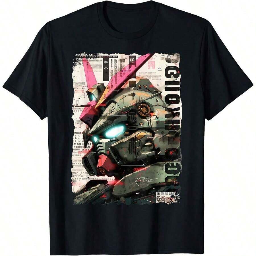 1 Piece Ramen Noodles Cat T-Shirt An Y2K Kawa Retro Cats Manga Anime For All Seasons, 100% Pure Cotton, One-Sided Print, Round Neck, Short Sleeve, Unisex, Base Layer, 180g, 100% Cotton, Designs Are Fully Printed. Unisex. - 顏色 5 - 查看 1
