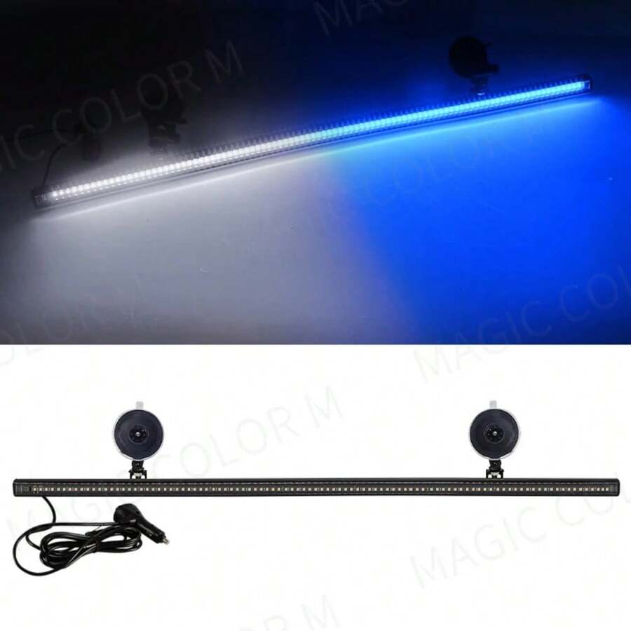 96 LED Strobe Lights For Emergency Flash Warning Lamp Windshield Bar 3030 Beads Red Blue Amber White Green Car Light Assembly - Azul blanco - Ver 1