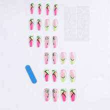 Ballerina Nail Ballet Nail, Clover Willow Branch French Nail Wear False Finger Nail Art Tablets - 彩色 - 查看 4