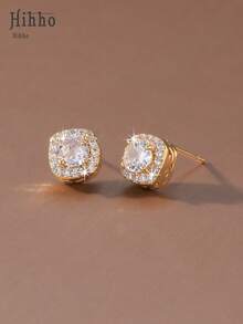 Hihho 1 par de pendientes de lujo tipo caramelo con circonita cúbica, disponible en varias opciones de color, pendientes de caramelo de moda delicados adecuados para uso diario, ir al trabajo, fiestas, vacaciones y otras ocasiones minimalistas y versátiles - pendientes - Ver 3