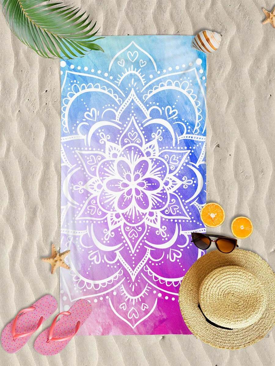 1 buah Handuk Pantai Mikrofiber Ultra Lembut dengan Motif Mandala, Dekorasi Rumah, Cocok untuk Pantai, Kolam Renang, Berkemah, dan Perjalanan, Sangat Nyaman - MultiWarna - View 1