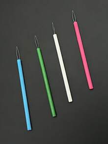 Bộ 4 dụng cụ xỏ chỉ bằng thép không gỉ với tay cầm chống trượt tiện dụng, thích hợp cho may vá truyền thống, thêu áo choàng, thêu chữ thập, đính cườm, may tay, dụng cụ may vá DIY thân thiện với người cao tuổi, màu xanh dương/xanh lá cây/hồng/trắng - Dụng cụ ren cán tròn có cán dài - Xem 7