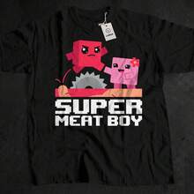UniS1ex er Meat Boy TShirt, 8Bit Platformer, Arcade Challenge,  Video Game, Pop Culture, Geeky Present for boyfriend, Gamer.JPG - Negro - Ver 1