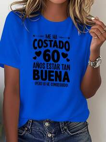 Camiseta Divertida de Moda para Mujer, Regalo de Cumpleaños Número 60 en Español, Manga Corta - Negro - View 9