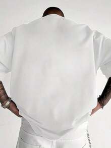 T-shirt oversize da uomo con stampa 'AMALFI COAST', in morbido cotone, traspirante, alla moda, casual, sportiva, a maniche corte – ideale per tutti i giorni, attività all'aperto, sport e feste. - Bianco - Visualizzare 2