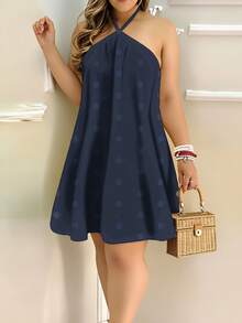 Women's Elegant Off Shoulder Halter Tie Loose Print Dress Polka Dot Pattern 2026 Summer New Style Beach Vacation Casual Wear 3D Printing Soft Comfortable Fabric - Nhiều màu - Xem 1