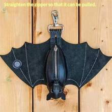 Bat-Shaped Men's Coin Purse, Unique Bat Wallet, Portable Coin Pouch, Distinctive Leather Key Holder, Creative Gift For Men, Fashionable Accessory For Men - 1PC - View 3