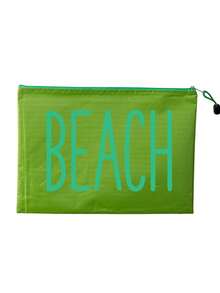 Multi-Color A5 Soccer Ball Texture Beach Bag, Make Up Bag With Color "Beach"Printing, Beach Theme. Large Capacity Cosmetic Bag,Toiletry Bag With Nylon Zipper - Lightweight, Storing Sunscreen, Snacks, Bikinis, File And Beach Essentials. Spring And Summer Storage, Durable, Very Suitable For Swimming, Beach - Multicolor - View 13