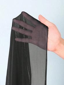 Falda pareo de malla de color sólido, perfecta para vacaciones en la playa. - Negro - Ver 6