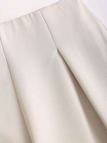 Pantalones anchos casuales de mujer con tela de unicolor texturizada - Albaricoque - Ver 3