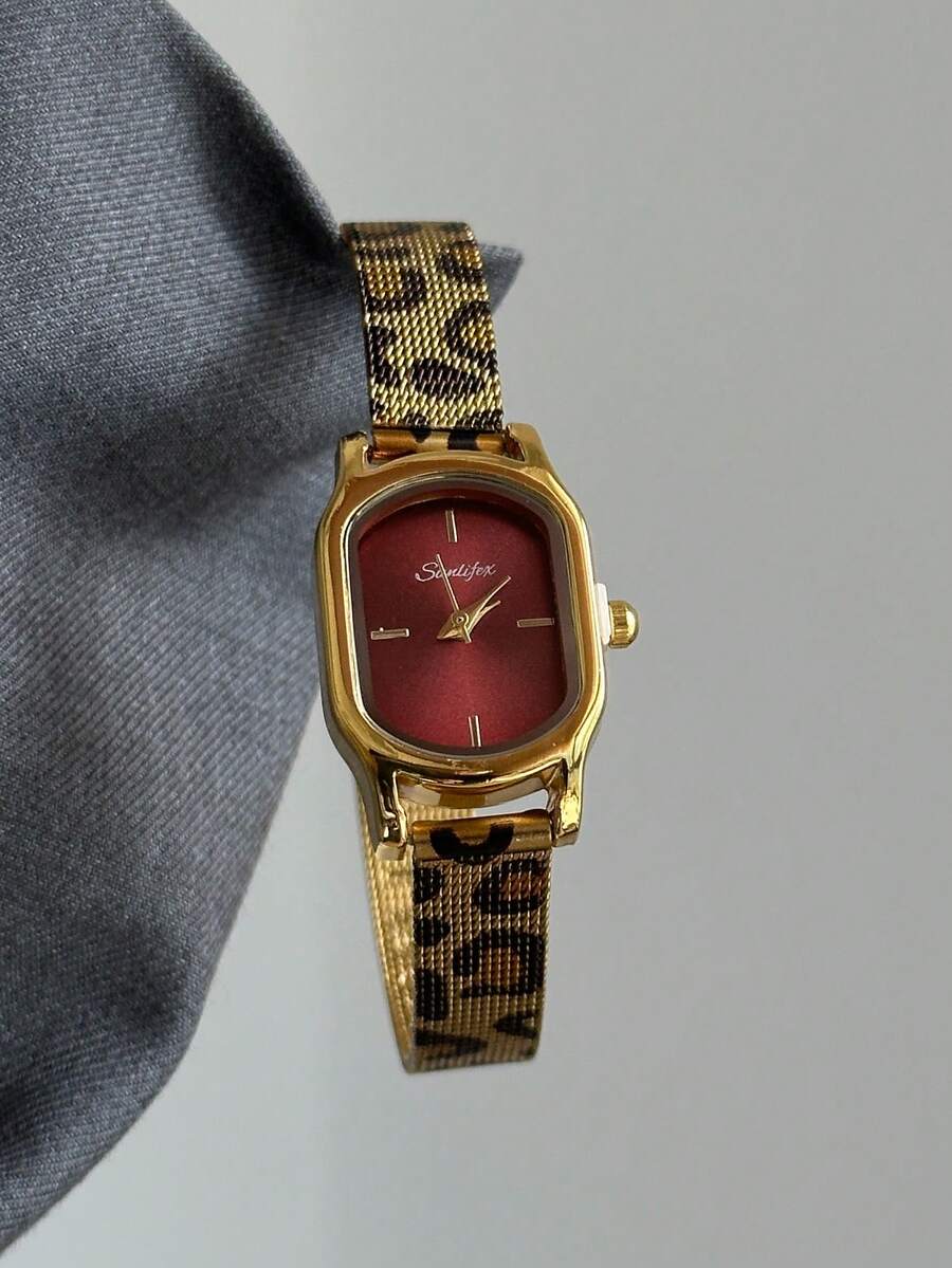 1pc Oval Vintage Style Gold Bamboo Strap Quartz Women's Watch, Elegant And Exquisite, Suitable For Daily Wear, Birthday Gift, Party - Gold - View 1