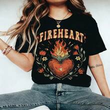 Camiseta Vintage Fire-Heart, Camiseta To Whatever End, Frases de SJM, Camiseta Throne Of Glass, Camiseta SJM, Camiseta You Do Not Yield - Negro - Ver 1