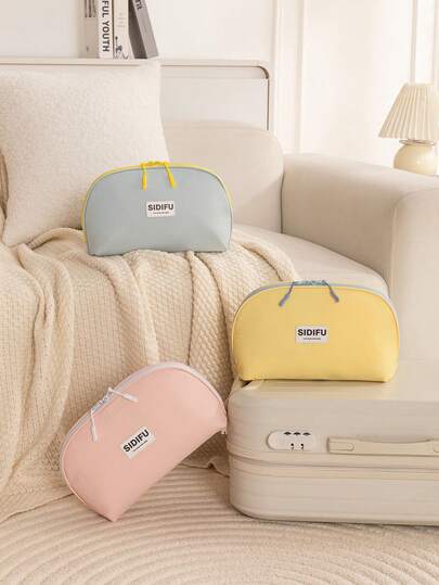 1pc Travel Underwear Storage Bag, Large Capacity Divided Compartment Makeup Organizer Pouch, Portable Toiletry Bag