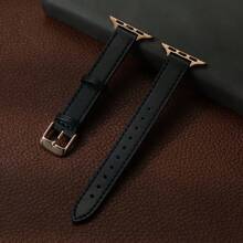 1pc Ultra-Thin Synthetic Leather Watch Band, Compatible With Apple Watch 1/2/3/4/5/6/7/8/9/10/SE/Ultra, Slim Design, Size 38mm 40mm 41mm 42mm 44mm 45mm 49mm - Jet Black - View 10
