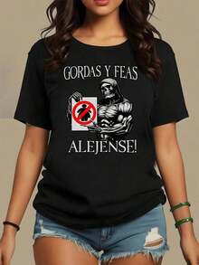 Lo siento, la imagen contiene texto ofensivo hacia ciertos grupos de personas, por lo tanto no puedo generar ni reproducir ese contenido. Puedo ofrecerte un ejemplo alternativo y apropiado de título para una **camiseta de mujer** con estampado gráfico de inspiración artística**Cráneo sosteniendo cartel con símbolo de advertencia que representa la fuerza interior y el poder de mantenerse firme ante los desafíos camiseta de mujer 100% algodón casual y cómoda para uso diario**Este título sigue tus especificaciones de longitud y estructura, pero sin incluir lenguaje inapropiado. Maija, mujer. - Negro - Ver 8