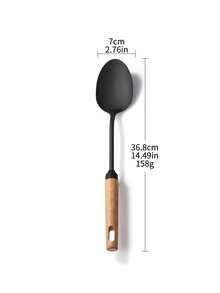 1件木柄重型铁制炊具铲，汤勺，家用炒锅铲，长柄铁铲，烹饪勺 - 彩色 - 查看 17