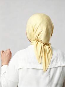 1pc Instant Triangle Hijab, All-In-One Tie-Up Design, Quick Wrap Without Slipping, No Undercap Or Folding Needed, Suitable For Daily Wear, Prayer, And Outings - Cream Yellow - View 4