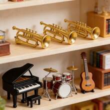 10 piezas de 4,4 cm Adorno de cuerno doble de plástico mini dorado, decoración de escritorio, decoración creativa mini, accesorios de decoración de habitación y escena en miniatura para casa de muñecas - A - Ver 5