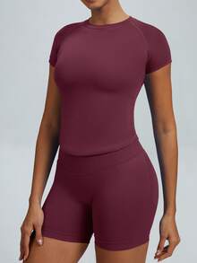 2pcs Impact Short Sleeve Top & Impact Short - New Winter Plum Color - View 4