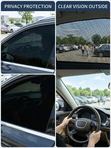 2片装静电吸附式汽车遮阳网，适用于前窗和侧窗，隔热防紫外线，防蚊虫，黑色半透明可拉伸材质，保护宝宝隐私，适用于大多数车型，四季皆宜 - A - 查看 6