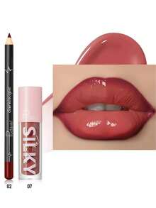 Pudaier 2-In-1 Lip Set: Moisturizing Lip Liner Pencil And Lip Gloss | Waterproof And Smudge-Proof, Defines Lip Shape, Universal Shades | Ideal Valentine's Day Gift - 02+07 - 查看 6