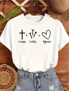Camiseta de manga corta para uso en casa u oficina, tela cómoda y ligera, estilo casual con diseño de frases inspiradoras, ideal para uso diario y ropa de fácil cuidado. - Blanco - Ver 12
