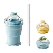 1pc Multipurpose Foldable Ice Ball Cup, 2-In-1 Silicone Portable Straw Water Bottle, Household Ice Cube Maker For Summer - Multicolor - View 7