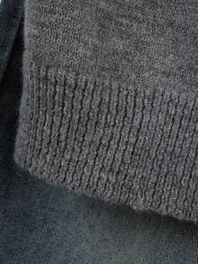 Cárdigan de botones gris para mujer - Cárdigan casual y de moda de manga corta, elástico, silueta en forma de H, adecuado para primavera y verano, diseño con detalle de punto acanalado, cierre de botones, tela transpirable, estilo cárdigan, artículo esencial de primavera/verano - Gris - Ver 5