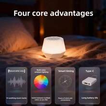 10 Natural Sound White Noise Machine With LED Night Light - Sleep Aid & Relaxation - Multi-color light - View 6