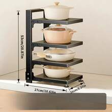 Adjustable Multi-Layer Pot Rack, Multifunctional Kitchen Storage, Suitable For Cabinet Or Countertop, Can Hold Pots, Pans, Utensils, Easy To Install And Adjust, Sturdy And Durable Kitchen Accessory, Kitchen Storage Item, Home Goods - Black - View 10
