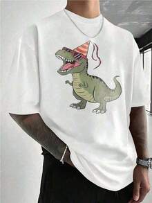 Cool T-Shirt, 220gsm Heavyweight Cotton, With A Fun Dinosaur Wearing Sunglasses, Perfect For Casual Wear, Birthday Parties, Or As A Gift For Dinosaur Lovers - A Cool And Unique Present. CEJZ JGCO T-Shirt - 白色 - 查看 1