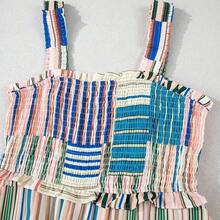 Women's Casual Loose Color Block Striped Sleeveless Slip Dress, Summer Vacation Elegant - Multicolor - Ver 7