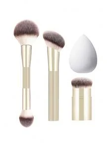 Bộ 4 cọ trang điểm - Cọ má hồng và highlight hai đầu, cọ tạo khối vát, cọ tán kem nền phẳng, bông mút trang điểm. - Nhiều màu - Xem 12