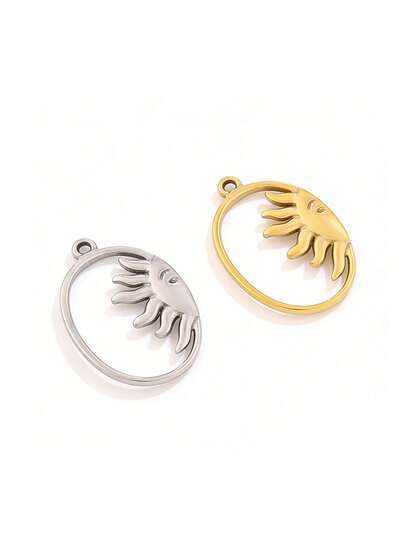 3pcs Stainless Steel Sun Pendant Findings High Quality 18K Gold Plated Sun Charms For DIY Jewelry Making Supplies Accessories