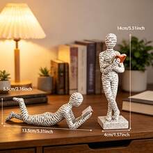 1pc Abstract Reading Figures Resin Statue, Creative Home Decor Sculpture For Living Room, Bedroom, Office, Kitchen, Indoor & Outdoor Use, No Electricity Required - 1PC - View 3