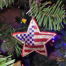 1pc Diamond Art Keychain For Adults Patriotic Diamond Painting Key Ring Double Sided American Flag Red White Blue Star Hanging Ornaments For Independence Day DIY Decor - Nhiều màu - Xem 5
