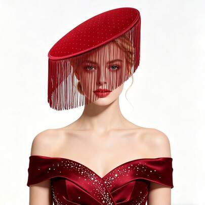 Sombreros de fascinador para mujeres para fiesta de té, cóctel, funeral, Kentucky, vintage, con borlas, para vacaciones y viajes