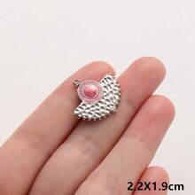 2件套手工粉色和酒红色珐琅吊坠，304不锈钢花卉吊坠，可用于项链、耳环、手链DIY饰品制作，男女皆宜，18K镀PVD，日常佩戴 - Flower - 查看 16