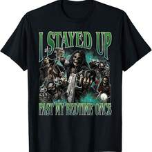 I Stayed Up Past My Bedtime Funny Hard Skeleton Meme Bootleg T-Shirt - Negro - Ver 1