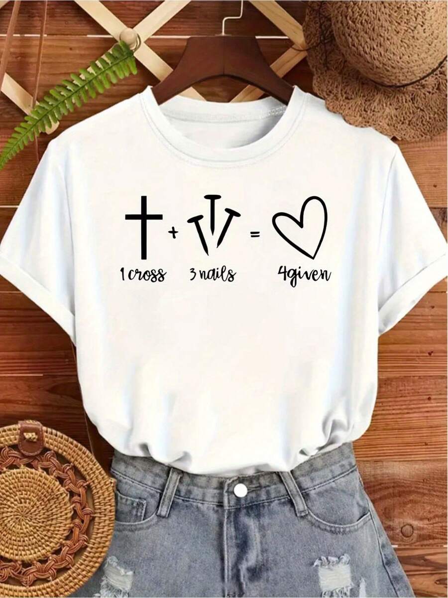 Camiseta de manga corta para uso en casa u oficina, tela cómoda y ligera, estilo casual con diseño de frases inspiradoras, ideal para uso diario y ropa de fácil cuidado. - Blanco - Ver 1