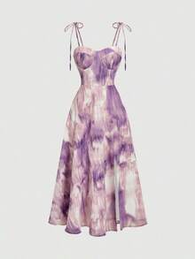 Vestido con abertura y lazo floral - Multicolor 2 - Ver 4