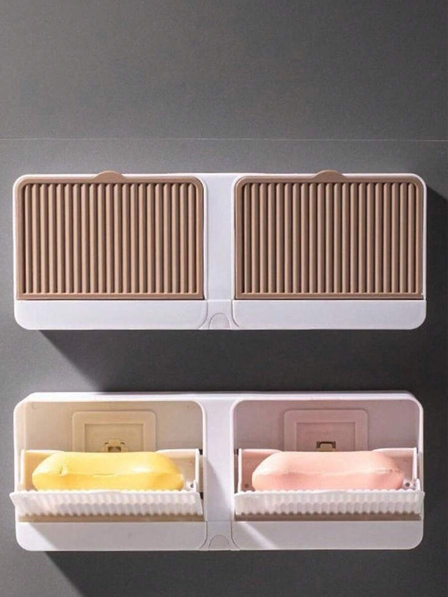 1 pièce Porte-savon à double compartiment, boîte de rangement murale, étagère organisatrice multifonction, accessoires de salle de bain imperméables, décoration d'intérieur, convient pour l'automne, la rentrée scolaire
