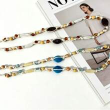 Thắt lưng nữ thủ công đính hạt nhiều màu sắc, thiết kế Bohemian, dây thắt eo thon gọn dùng để trang trí váy, thắt lưng nữ dệt thủ công sáng tạo, thắt lưng đính hạt, phụ kiện thời trang, dây thắt eo đa chức năng. - Màu be - Xem 11