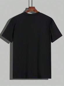 Camiseta de Hombre con Estampado de la Torre Eiffel - Cuello Redondo Casual, Manga Corta, Tela Elástica, Lavable a Máquina - Esencial para el Verano - Negro - Ver 6