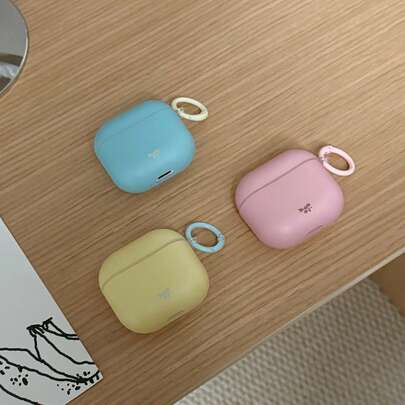 韩式哑光奶油三色圆环耳机保护套，兼容苹果Pro3/Pro2/AirPods4/AirPods3/AirPods2，简约耳机保护套，男女通用，适合春夏，生日/节日礼物