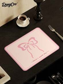 Dengcoo 1pc Coffee Mat, Coffee Pad, Coffee Coaster, Drink Coaster, Table Mat, Mouse Pad, Non-Slip Heat Resistant Mat, Coffee Corner Mat Fit Under Cup/Mug/Glasses/Coffee Maker/Coffee Machine/Coffee Pot/Coffee Accessories - Bow Pad - View 2