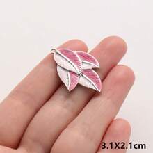 2件套手工粉色和酒红色珐琅吊坠，304不锈钢花卉吊坠，可用于项链、耳环、手链DIY饰品制作，男女皆宜，18K镀PVD，日常佩戴 - Flower - 查看 20