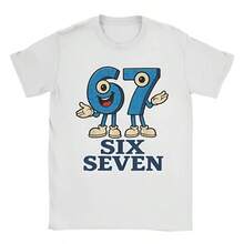 Funny 67 Six Seven Meme Graphic 100%Cotton Men's Shirt Italian Brainrot Shirt Y2K Summer Women's Fashion Oversized Streetwear (1) - trắng - Xem 1